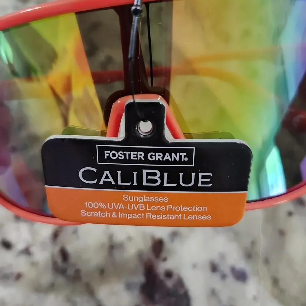 NWT Foster Grant CaliBlue Sunglasses Neon Orange 100% UVA-UVB Scratch Resistant